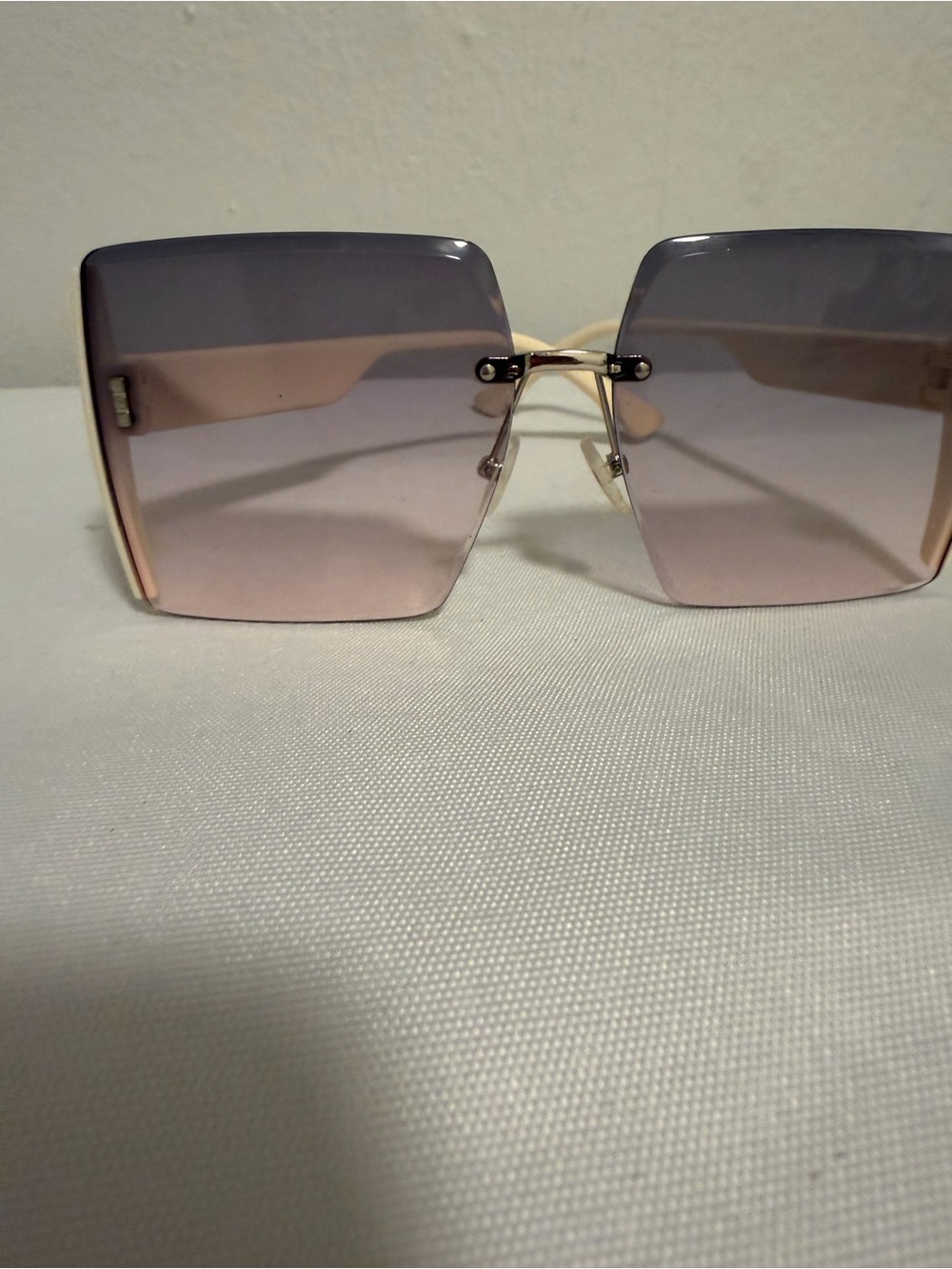Rimless Square Gradient Sunglasses - Pink